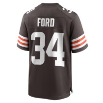 Men's Cleveland Browns Jerome Ford Number 34 Nike Brown Game Player Jersey