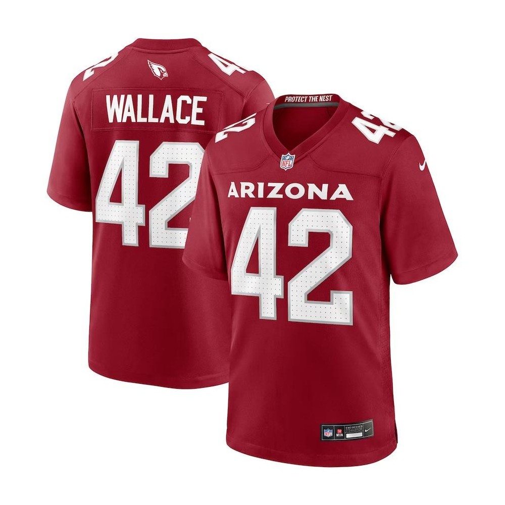 Men's Arizona Cardinals K'Von Wallace Number 42 Nike Cardinal Team Game Jersey