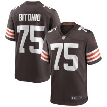 Men's Cleveland Browns Joel Bitonio Number 75 Nike Brown Game Jersey