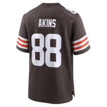 Men's Cleveland Browns Jordan Akins Number 88 Nike Brown Team Game Jersey