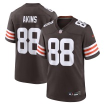 Men's Cleveland Browns Jordan Akins Number 88 Nike Brown Team Game Jersey