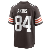 Men's Cleveland Browns Jordan Akins Number 84 Nike Brown Team Game Jersey