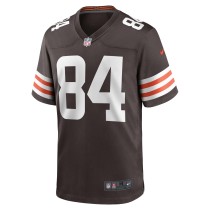 Men's Cleveland Browns Jordan Akins Number 84 Nike Brown Team Game Jersey