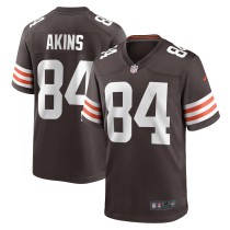 Men's Cleveland Browns Jordan Akins Number 84 Nike Brown Team Game Jersey