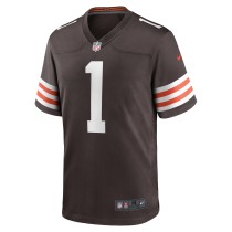 Men's Cleveland Browns Juan Thornhill Number 1 Nike Brown Game Player Jersey