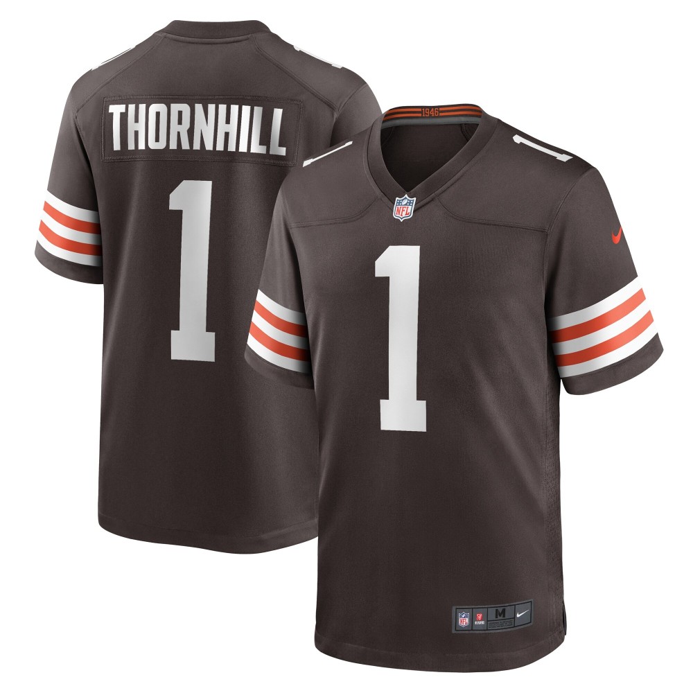 Men's Cleveland Browns Juan Thornhill Number 1 Nike Brown Game Player Jersey