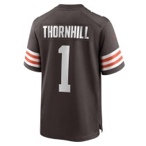 Men's Cleveland Browns Juan Thornhill Number 1 Nike Brown Game Player Jersey