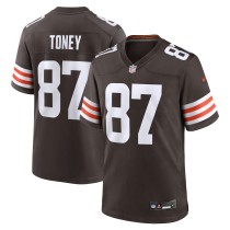 Men's Cleveland Browns Kadarius Toney Number 87 Nike Brown Team Game Jersey