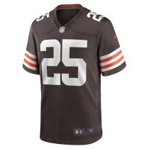 Men's Cleveland Browns Kahlef Hailassie Number 25 Nike Brown Team Game Jersey