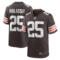 Men's Cleveland Browns Kahlef Hailassie Number 25 Nike Brown Team Game Jersey