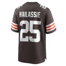 Men's Cleveland Browns Kahlef Hailassie Number 25 Nike Brown Team Game Jersey