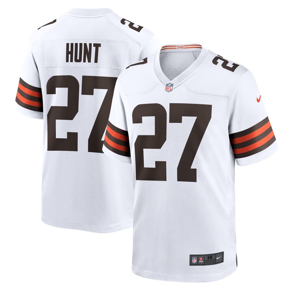 Men's Cleveland Browns Kareem Hunt Number 27 Nike White Game Player Jersey