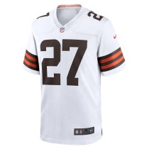 Men's Cleveland Browns Kareem Hunt Number 27 Nike White Game Player Jersey