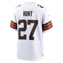 Men's Cleveland Browns Kareem Hunt Number 27 Nike White Game Player Jersey