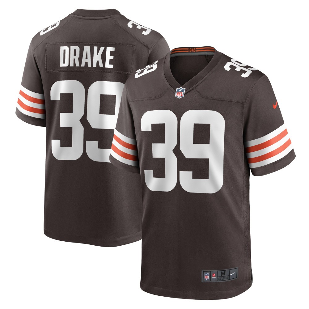 Men's Cleveland Browns Kenyan Drake Number 39 Nike Brown Game Jersey