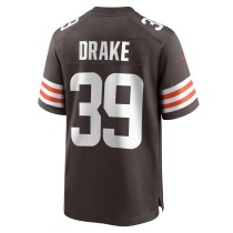 Men's Cleveland Browns Kenyan Drake Number 39 Nike Brown Game Jersey