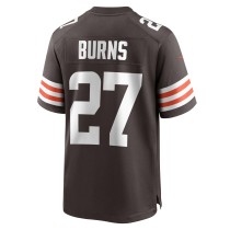 Men's Cleveland Browns Lorenzo Burns Number 27 Nike Brown Team Game Jersey