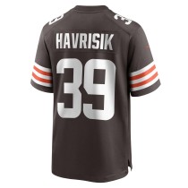 Men's Cleveland Browns Lucas Havrisik Number 39 Nike Brown Team Game Jersey