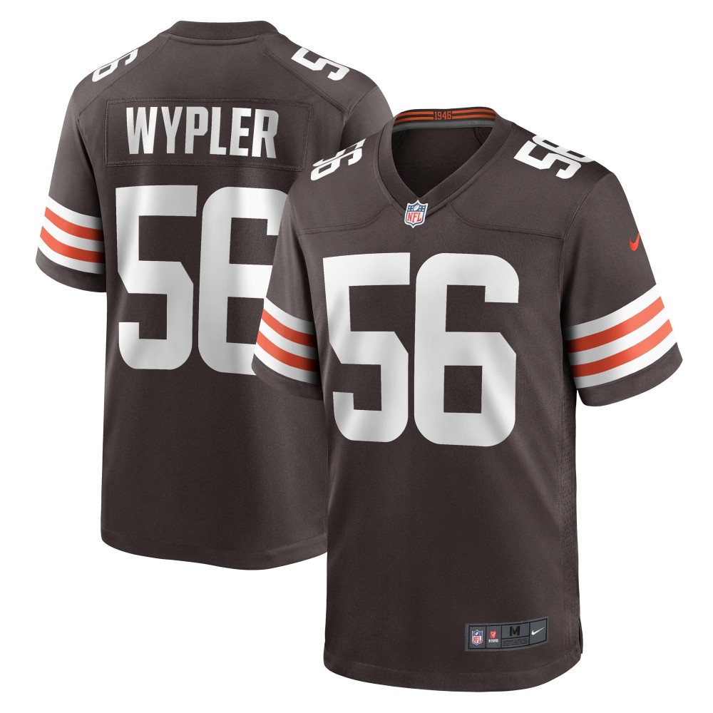 Men's Cleveland Browns Luke Wypler Number 56 Nike Brown Team Game Jersey