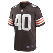 Men's Cleveland Browns Matthew Adams Number 40 Nike Brown Game Player Jersey