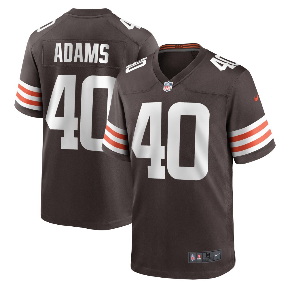 Men's Cleveland Browns Matthew Adams Number 40 Nike Brown Game Player Jersey