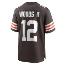 Men's Cleveland Browns Michael Woods II Number 12 Nike Brown Game Player Jersey