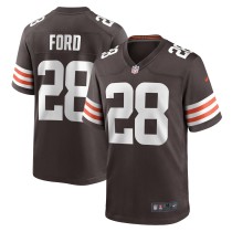 Men's Cleveland Browns Mike Ford Number 28 Nike Brown Team Game Jersey