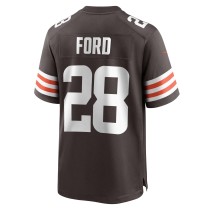 Men's Cleveland Browns Mike Ford Number 28 Nike Brown Team Game Jersey