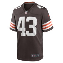 Men's Cleveland Browns Mohamoud Diabate Number 43 Nike Brown Team Game Jersey