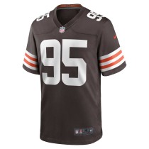 Men's Cleveland Browns Myles Garrett Number 95 Nike Brown Game Jersey