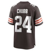 Men's Cleveland Browns Nick Chubb Number 24 Nike Brown Game Jersey