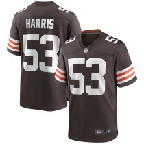 Men's Cleveland Browns Nick Harris Number 53 Nike Brown Game Jersey