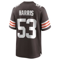 Men's Cleveland Browns Nick Harris Number 53 Nike Brown Game Jersey