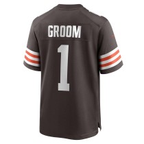 Men's Cleveland Browns Groom Number 1 Nike Brown Game Jersey