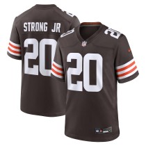 Men's Cleveland Browns Pierre Strong Jr. Number 20 Nike Brown Team Game Jersey