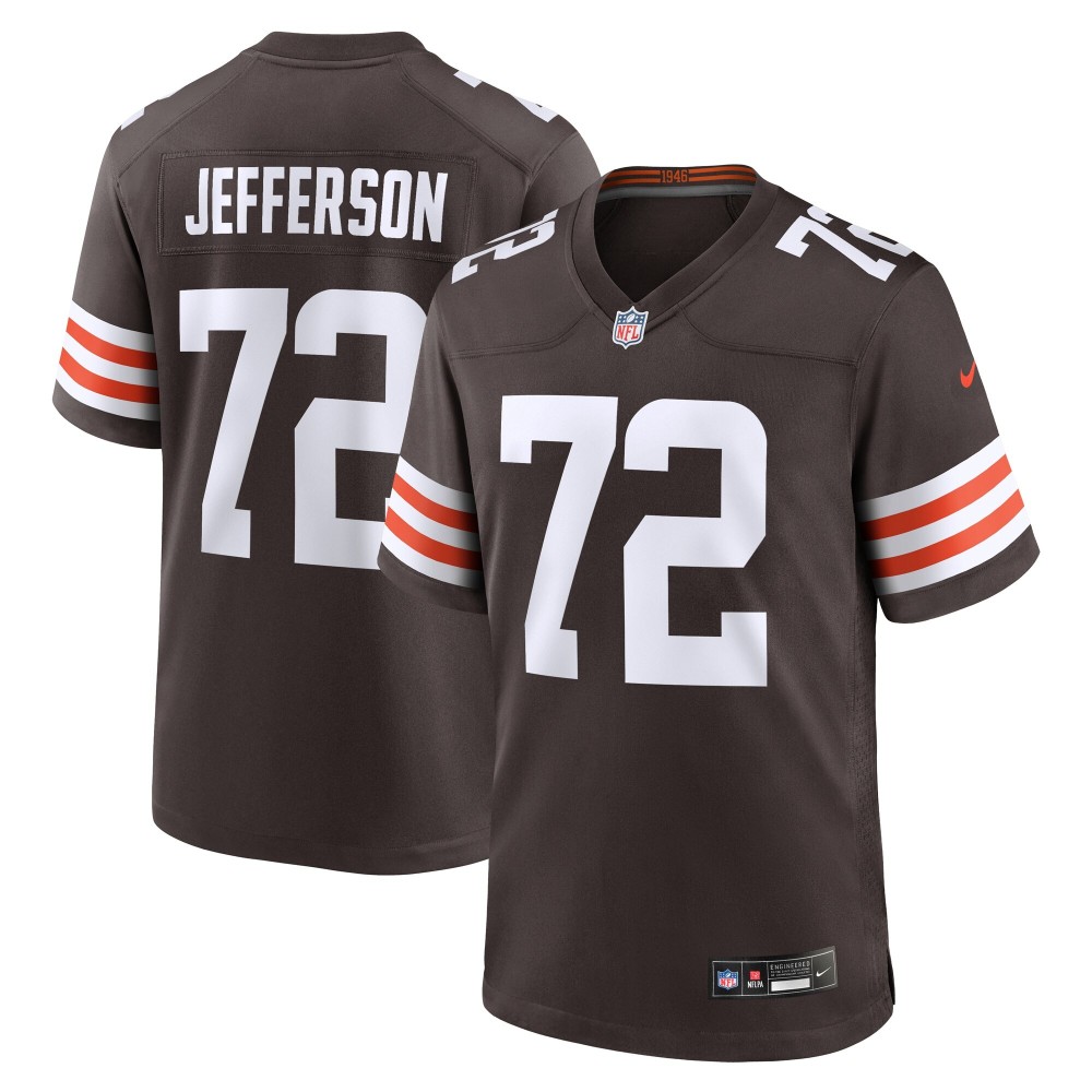 Men's Cleveland Browns Quinton Jefferson Number 72 Nike Brown Team Game Jersey