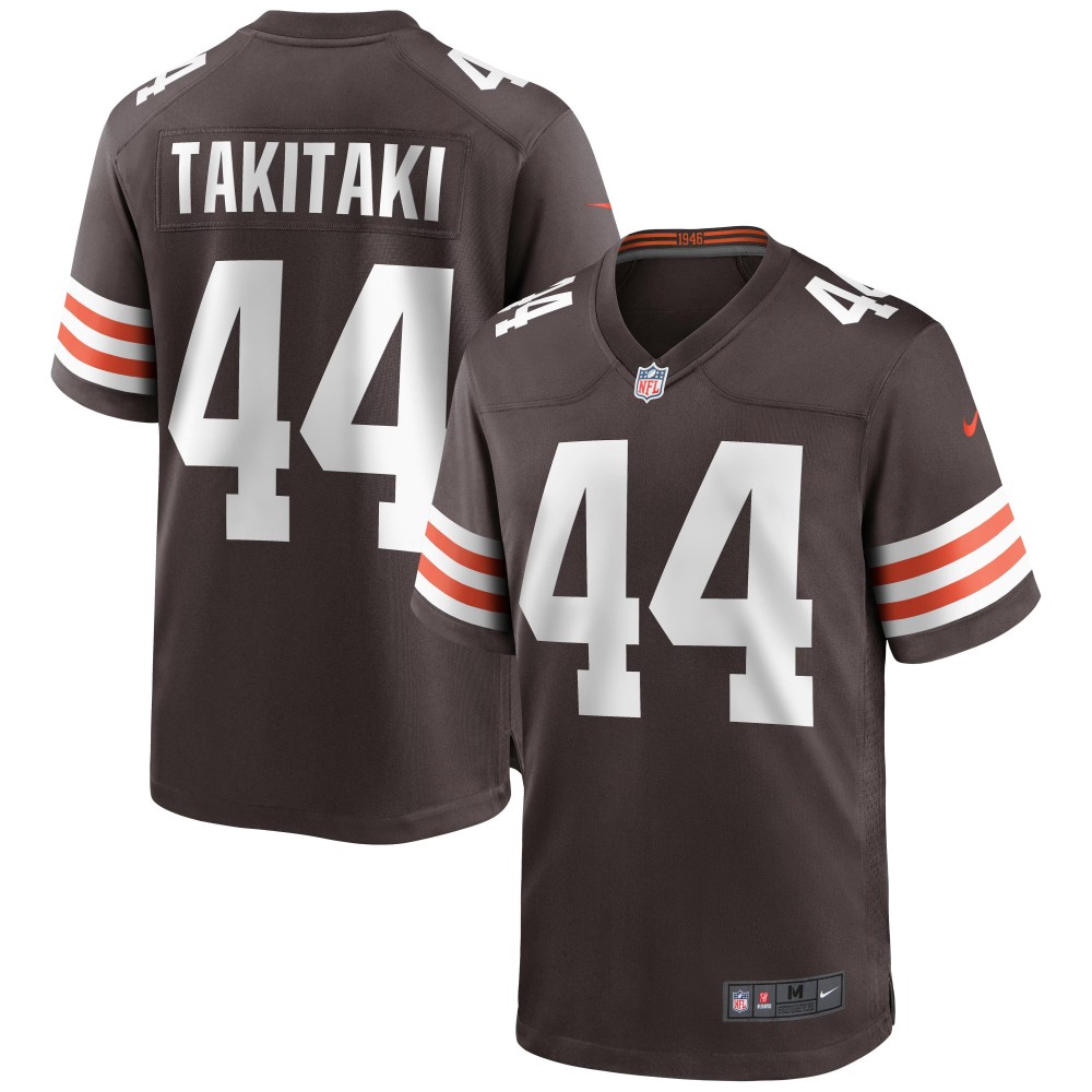 Men's Cleveland Browns Sione Takitaki Number 44 Nike Brown Game Jersey