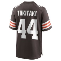 Men's Cleveland Browns Sione Takitaki Number 44 Nike Brown Game Jersey