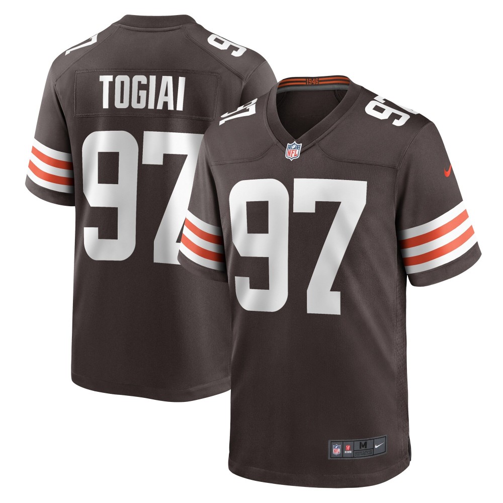 Men's Cleveland Browns Tommy Togiai Number 97 Nike Brown Game Jersey