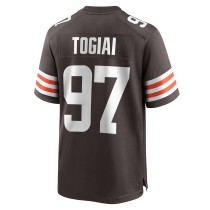 Men's Cleveland Browns Tommy Togiai Number 97 Nike Brown Game Jersey