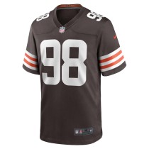 Men's Cleveland Browns Trysten Hill Number 98 Nike Brown Game Jersey