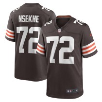 Men's Cleveland Browns Ty Nsekhe Number 72 Nike Brown Game Jersey