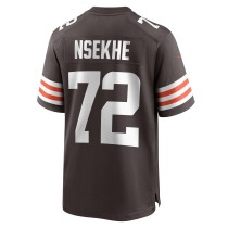 Men's Cleveland Browns Ty Nsekhe Number 72 Nike Brown Game Jersey