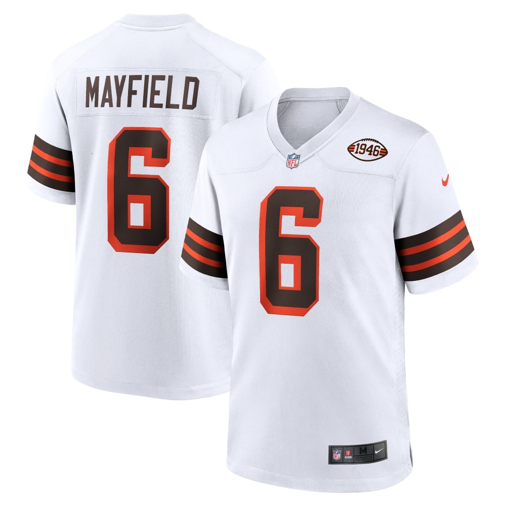 Men's Cleveland Browns Baker Mayfield Number 6 Nike White Game Player Jersey