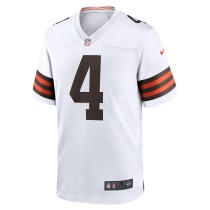 Men's Cleveland Browns Deshaun Watson Number 4 Nike White Game Jersey