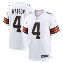 Men's Cleveland Browns Deshaun Watson Number 4 Nike White Game Jersey