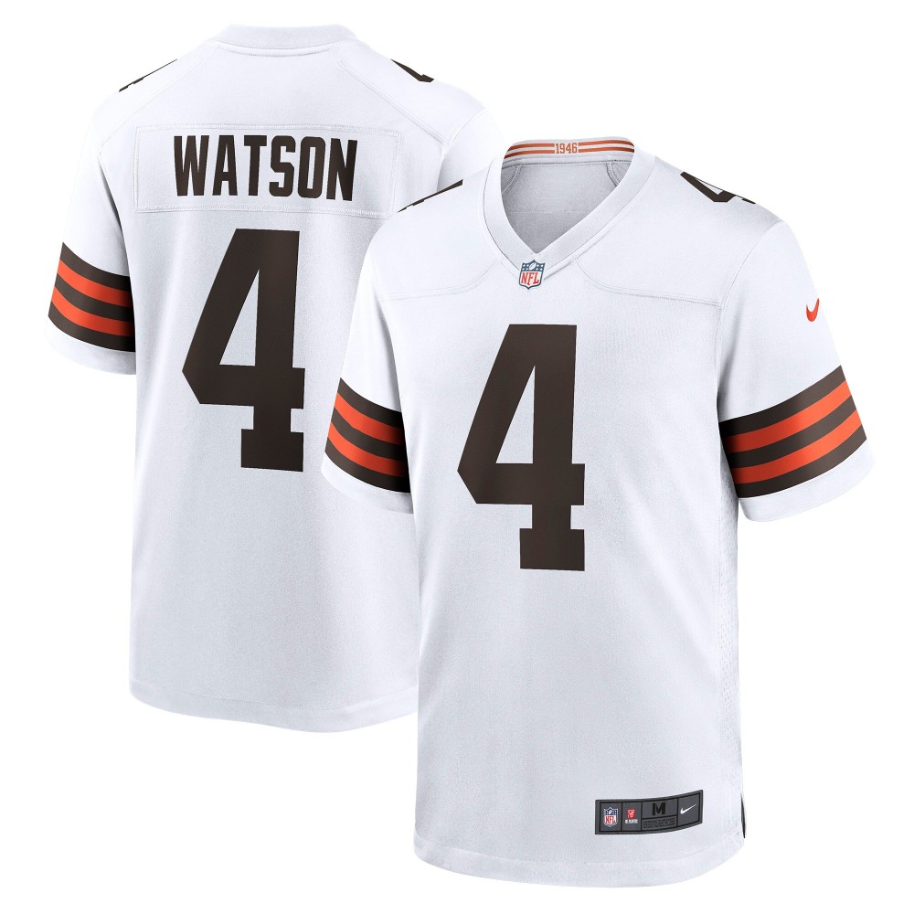 Men's Cleveland Browns Deshaun Watson Number 4 Nike White Game Jersey