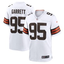 Men's Cleveland Browns Myles Garrett Number 95 Nike White Away Game Jersey