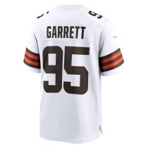 Men's Cleveland Browns Myles Garrett Number 95 Nike White Away Game Jersey