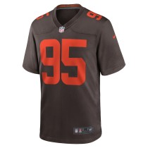 Men's Cleveland Browns Myles Garrett Number 95 Nike Brown Away Game Jersey